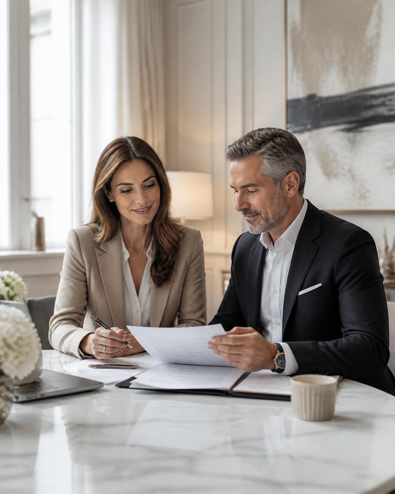 Senior Summit consultants reviewing an application in a light-filled European office